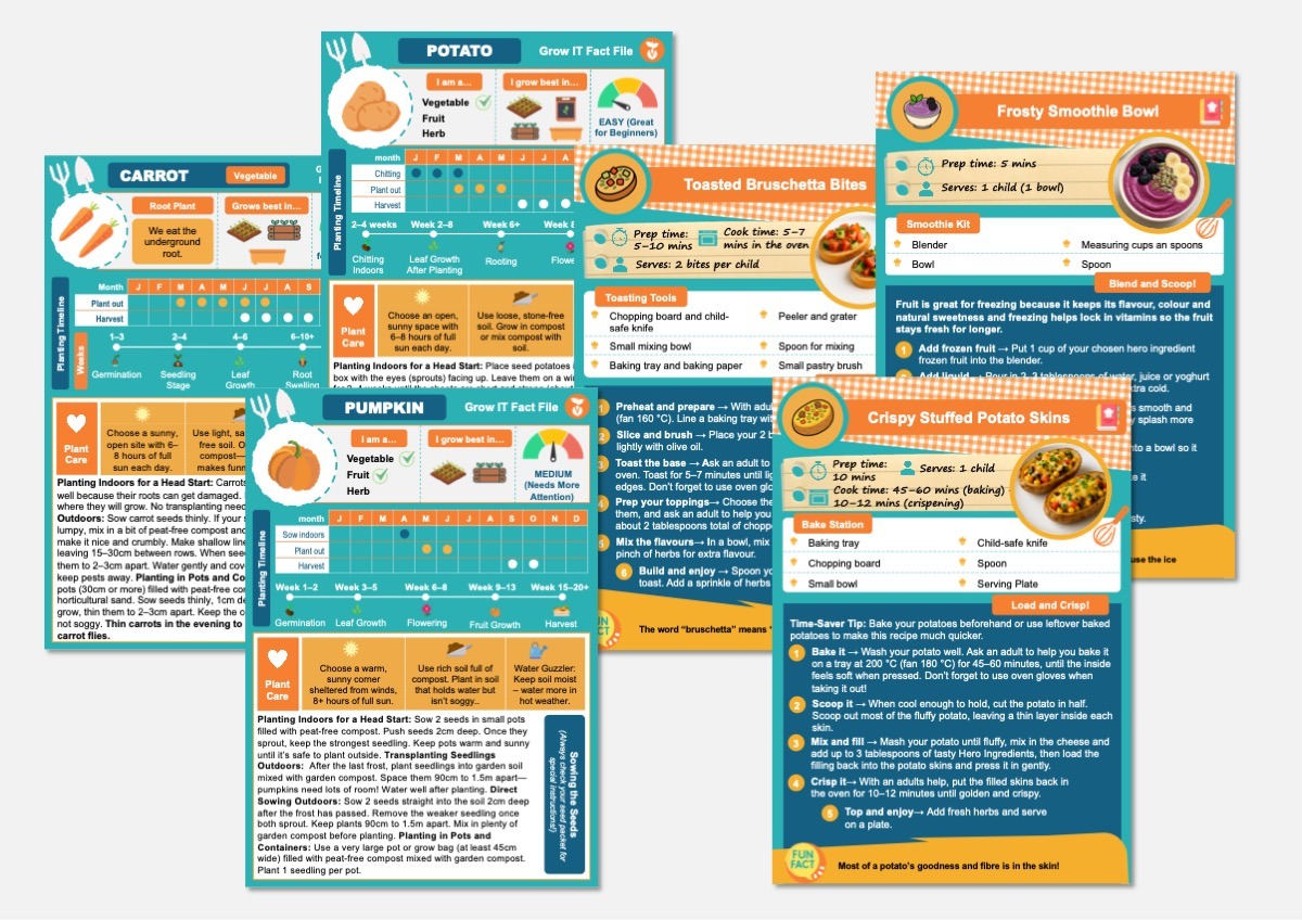 Grow,Cook,Eat Recipes and Grow Fact Files